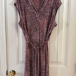 Jones New York Pink and Black Midi Dress